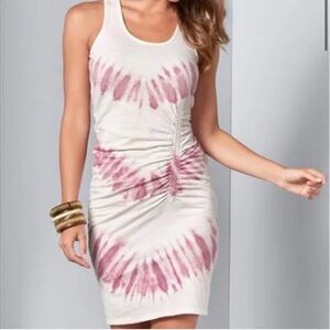 VENUS White and Purple Tie-Dye Mini Dress
